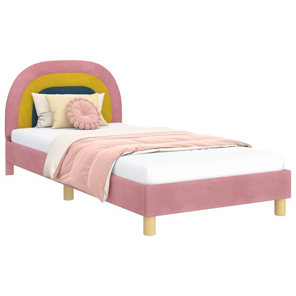 vidaXL Cadre de lit pour enfants avec tête de lit Rose 80 x 200 cm