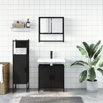 vidaXL Ensemble de meubles salle de bain 3 Pièces noir bois d'ingénierie