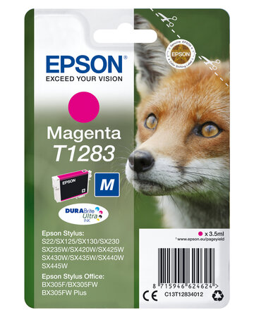 Epson singlepack magenta t1283 durabrite t1283 cartouche dencre magenta capacite standard 3.5ml 1-pack rf-am blister