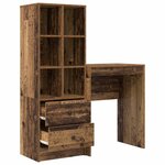 vidaXL Bureau avec rangement 2 Pièces Bois Ancien 45 5 x 34 x 127 cm