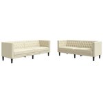 vidaXL Ensemble de canapé Chesterfield 2 Pièces crème similicuir
