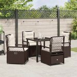 vidaXL Ensemble de salle à manger pour jardin 5 Pièces Marron polyrotin