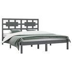 vidaXL Cadre de lit sans matelas gris 200x200 cm bois massif de pin