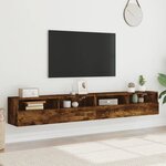 vidaXL Meubles TV muraux 2Pièces chêne fumé 100x30x30cm bois d'ingénierie