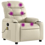 vidaXL Fauteuil de massage inclinable crème similicuir