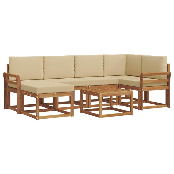 vidaXL Ensemble de canapés d'extérieur 7 pc Naturel et Beige