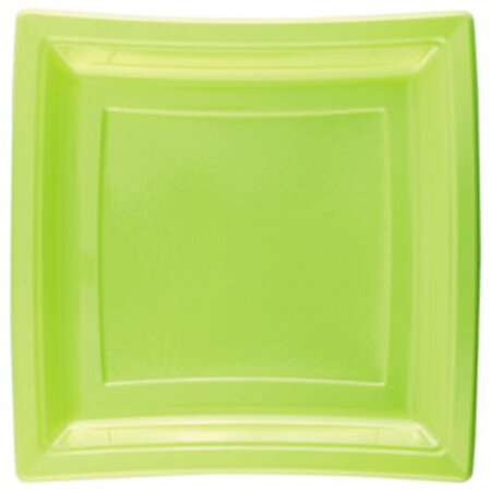 Lot de 50: Assiette plastique carrée vert anis 185 mm Quadripack