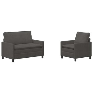 vidaXL Ensemble de Canapés 2 Pièces Gris foncé Tissu