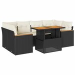 vidaXL Salon de jardin 6 Pièces avec coussins noir résine tressée acacia