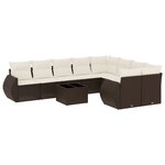 vidaXL Salon de jardin 10 Pièces avec coussins marron résine tressée