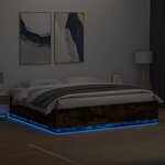 vidaXL Cadre de lit avec lumières LED chêne fumé 180x200 cm