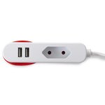 Perel prise euro 1 voie avec 2 ports usb blanc