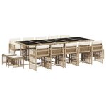 vidaXL Ensemble à manger de jardin et coussins 15 Pièces beige