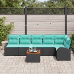 vidaXL Ensemble de canapé de jardin 7 Pièces Noir et turquoise