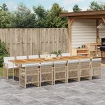 vidaXL Ensemble à manger de jardin et coussins 13 Pièces beige