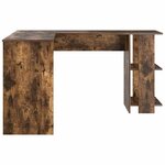 vidaXL Bureau d'angle avec rangement Chêne fumé 140 x 113.5 x 75 cm