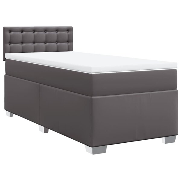 vidaXL Sommier à lattes de lit avec matelas Gris 80x200 cm Similicuir
