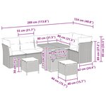 vidaXL Ensemble de canapé de jardin avec coussin 9 Pièces Noir