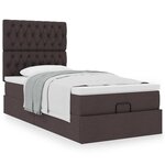 vidaXL Lit ottoman avec matelas marron foncé 100x200 cm tissu