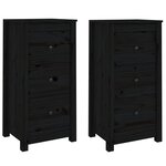 vidaXL Buffets 2 Pièces noir 40x35x80 cm bois massif de pin