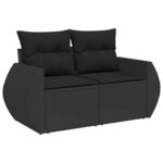 vidaXL Ensemble de canapé de jardin avec coussin 10 Pièces Noir polyrotin