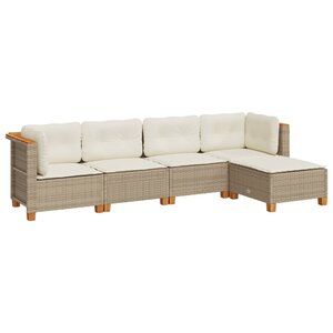 vidaXL Salon de jardin avec coussins 5 Pièces beige résine tressée