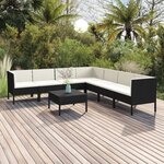 vidaXL Salon de jardin 8 Pièces avec coussins résine tressée noir