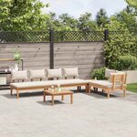 vidaXL Ensemble de banc de jardin avec coussin 5 Pièces Marron  Crème