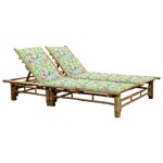 vidaXL Chaise longue pour 2 personnes avec coussins Bambou
