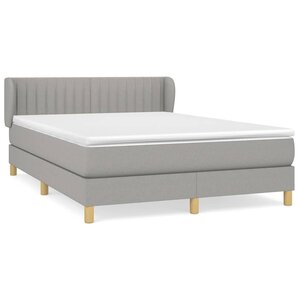 vidaXL Sommier à lattes de lit avec matelas Gris clair 140x190cm Tissu