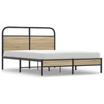 vidaXL Cadre de lit sans matelas 140x200 cm chêne fumé bois ingénierie