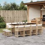 vidaXL Ensemble à manger de jardin et coussins 13 Pièces beige