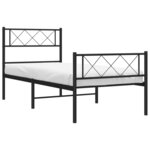 vidaXL Cadre de lit métal sans matelas avec pied de lit noir 80x200 cm