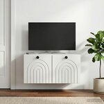 vidaXL Meuble TV mural Blanc 59 5 x 31 x 30 cm Bois d'ingénierie