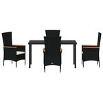 vidaXL Ensemble de salle à manger pour jardin 5 Pièces Noir Poly rotin