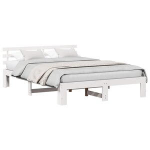 vidaXL Cadre de lit avec tête de lit Blanc 150 x 200 cm Pin massif