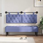 vidaXL Tête de lit suspendue Avec lumière LED Bleu denim Tissu