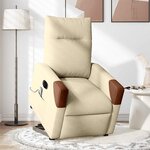vidaXL Fauteuil inclinable de massage électrique Crème Tissu