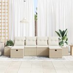 vidaXL Ensemble de canapé de jardin avec coussin 6 Pièces Beige polyrotin