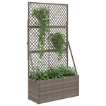 vidaXL Bac à fleurs avec Treillis Gris 70 x 30 x 135 cm polyrotin