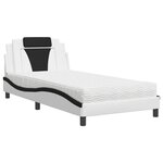 vidaXL Lit avec matelas blanc et noir 100x200 cm similicuir
