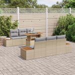 vidaXL Ensemble de canapé de jardin 7 Pièces Beige Poly rotin