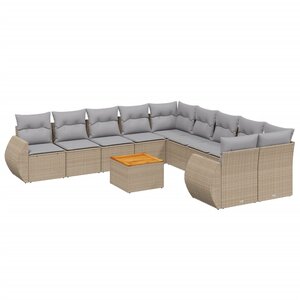 vidaXL Salon de jardin 11 Pièces avec coussins beige résine tressée