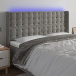 vidaXL Tête de lit à LED Gris clair 163x16x118/128 cm Velours