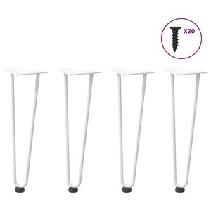 vidaXL Pieds en épingle à cheveux pour table basse 4 pièces Blanc 42 cm Acier massif