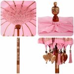 vidaXL Parasol balinais 260 Rose 210-220 cm Coton et bois massif