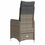 vidaXL Chaise inclinable de jardin avec coussins gris résine tressée