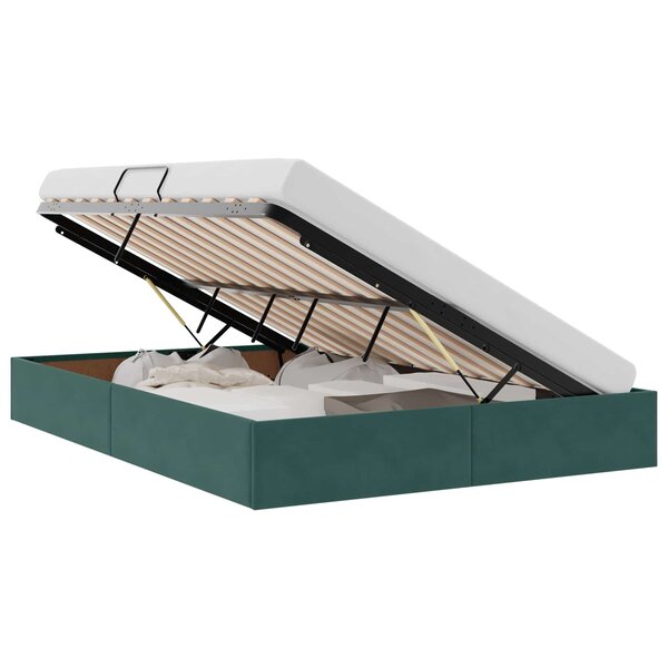 vidaXL Cadre de lit ottoman Vert foncé 140 x 190 cm Velours