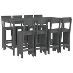 vidaXL Ensemble de bar de jardin 9 Pièces gris bois de pin massif