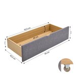 Lit Double 120x200 Gris Sommier à Lattes Tête de Lit Tissu 2 Tiroirs
